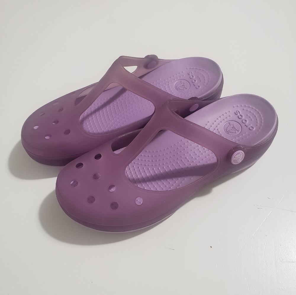 Purple Mary Jane Garden Clogs Size 8 Crocs